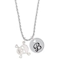 thumbnail image 1 of Delight Jewelry Acrylic Small Mirror Skull Silvertone Script Initial Disc - B - Charm Necklace, 20"+3", 1 of 4