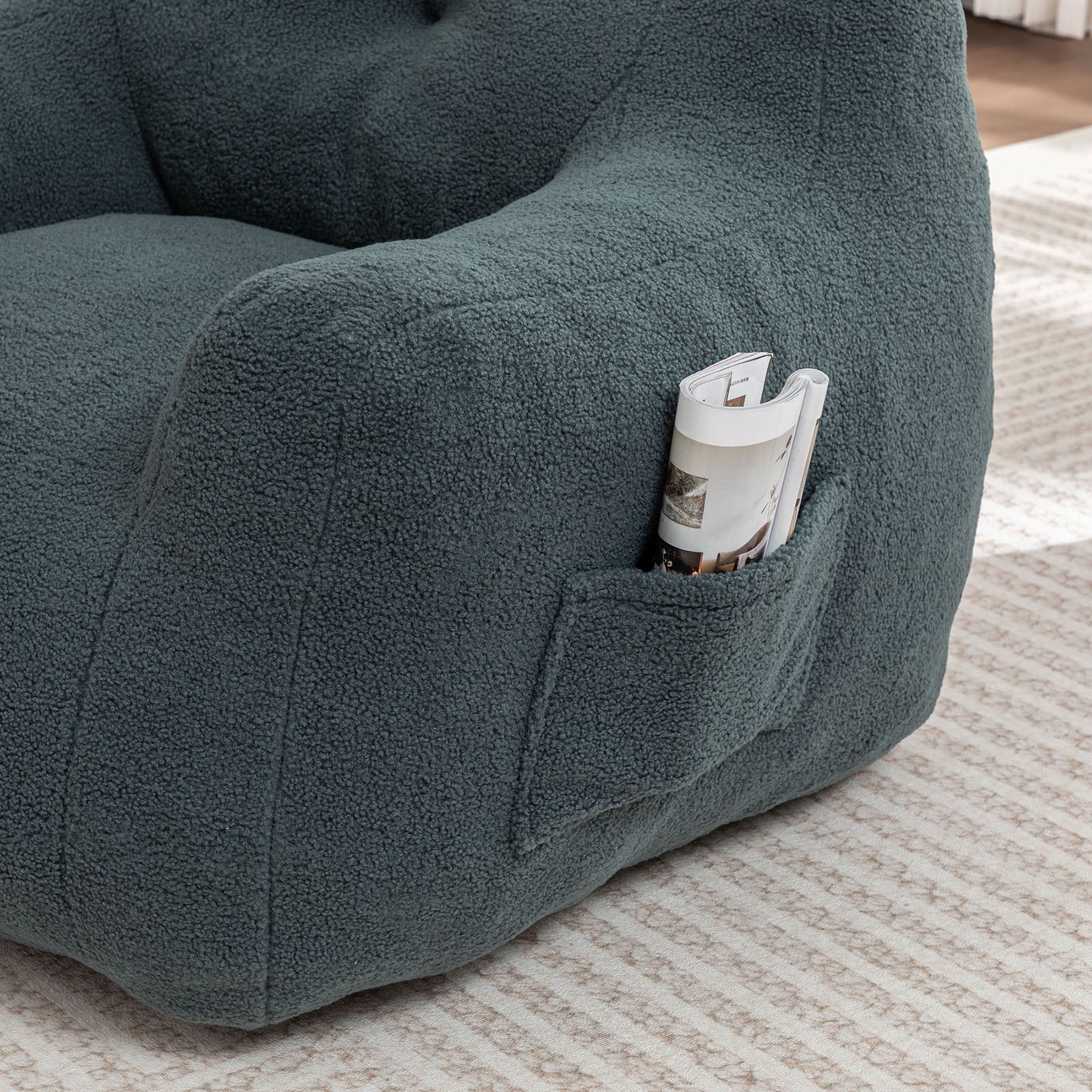 S-HOME Plush Bean Bag Chair with Comfy Armrests Perfect for Adults Featuring High-Density Foam for Reading or Lounging