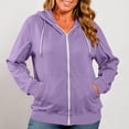 thumbnail image 6 of LLYWEY Womens Zip-up Hoodie with Thumb Holes - Arm Zipper Long Sleeve Hooded Jackets Side Pockets Lightweight Soft Casual Loose Fleece Fall Jackets Purples M, 6 of 9