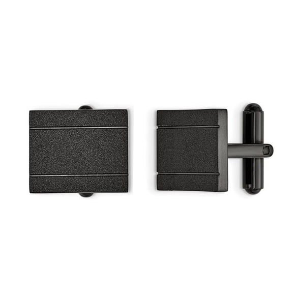 Mens Black Plated Laser-Cut Cuff Links in Stainless Steel