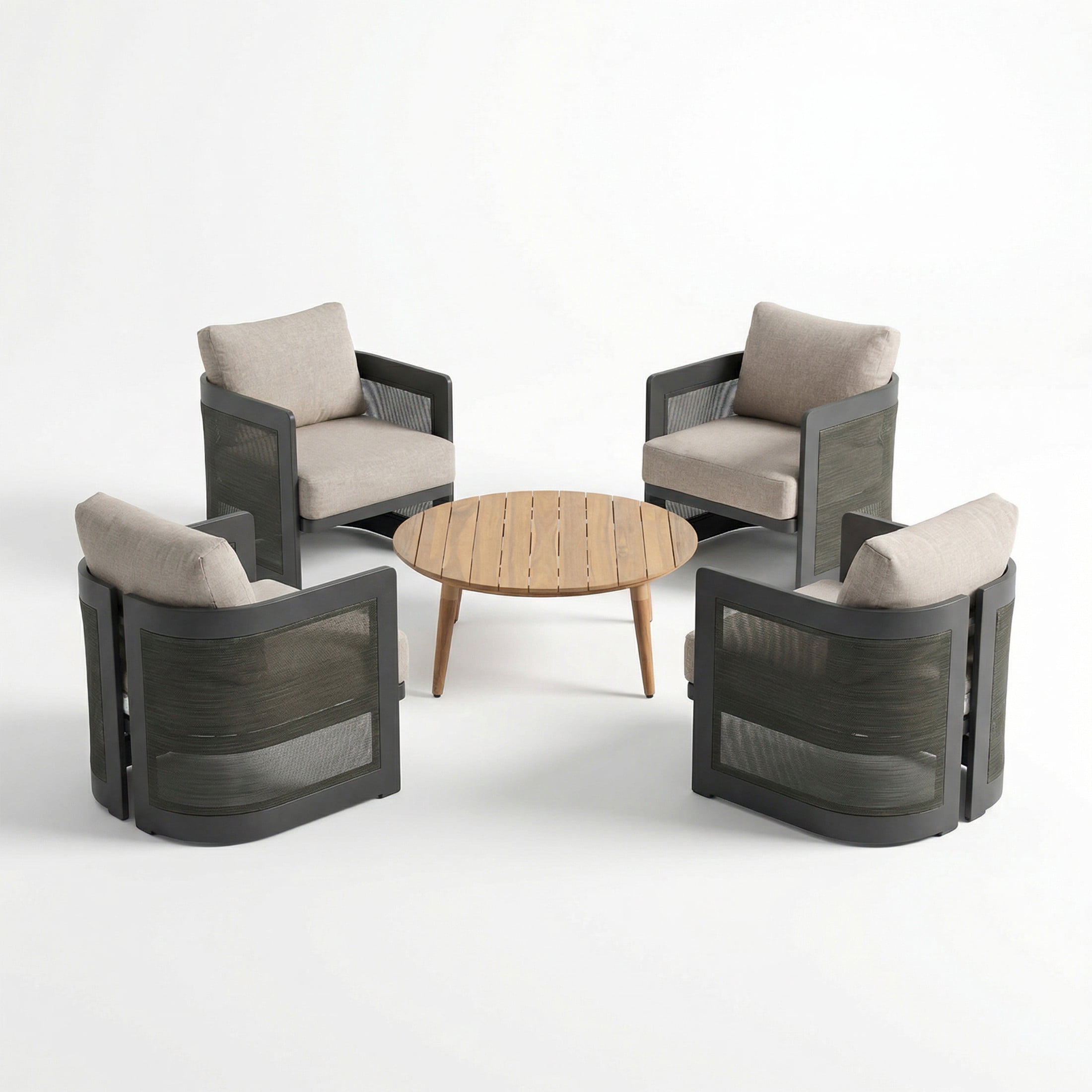 Christopher Knight Home 5-Piece Outdoor Conversation Set with Coffee Table, 4 Seats, Beige Cushion