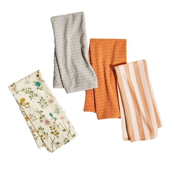 Beautiful Botanical 4-Piece Kitchen Towel Set by Drew Barrymore, Multiple, 30"W x 20"L