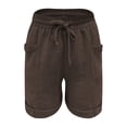 thumbnail image 5 of vigerkar Womens Cotton Drawstring Shorts Summer Elastic Waist Loose Casual Lightweight Lounge Short with Pockets Coffee, S, 5 of 8