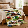 thumbnail image 6 of YShenghong Colorful Tractors Harvesters And Farm Machinery In Action Printed Flannel Blanket, 6 of 7