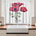 thumbnail image 2 of Anemone Flower Curtains 2 Panels Set, Watercolor Painting Style Bouquet of Anemone Vintage Garden, Window Drapes for Living Room Bedroom, 55W X 39L Inches, Sage Green Red Navy Blue, by Ambesonne, 2 of 3