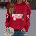 thumbnail image 2 of Jindong Women's Dog Ribbon Breast Cancer Awareness Print Sweatshirt, 2 of 5