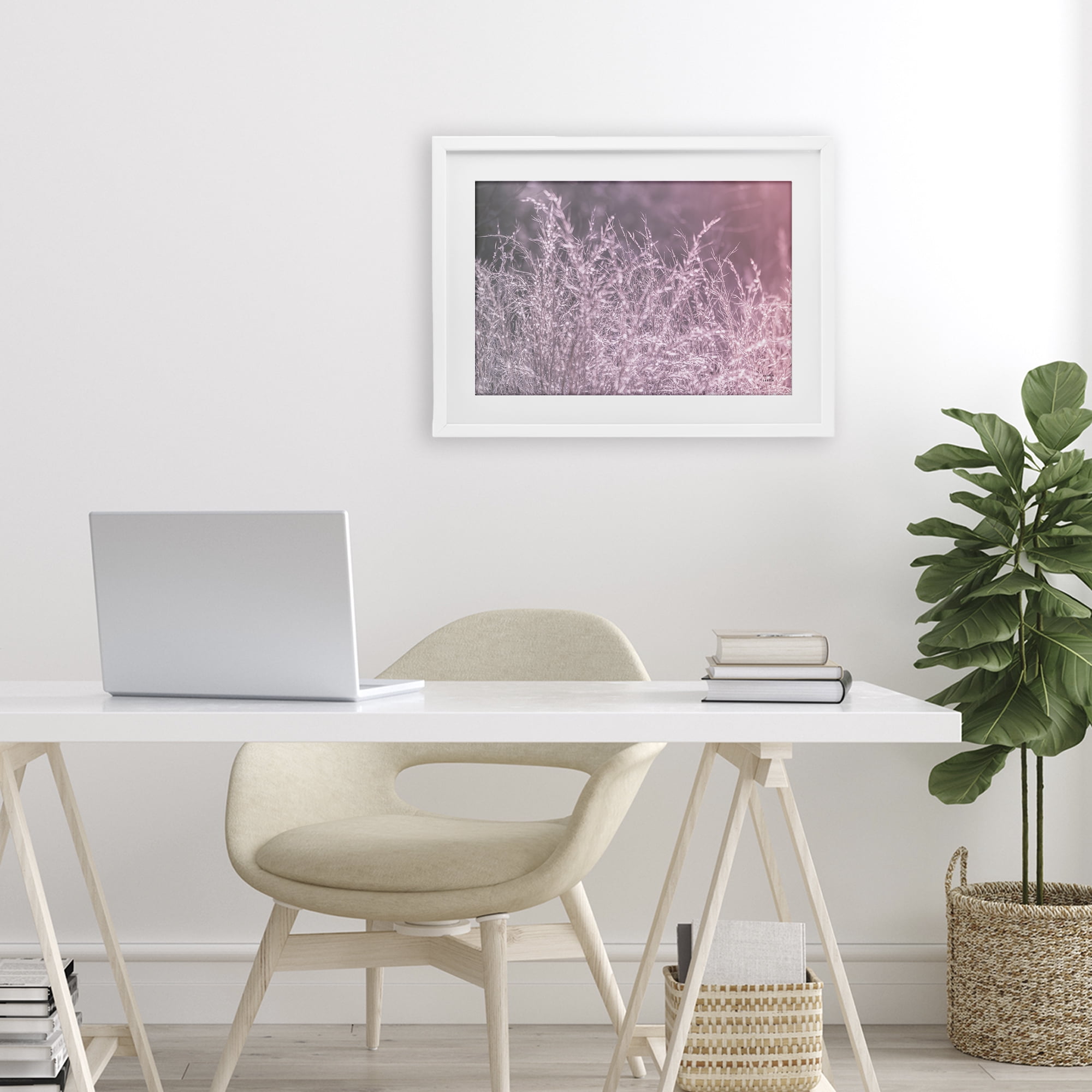 Stupell Industries Pink Morning Gentle Meadow White Framed Print Under Glass, design by Nathan Larson