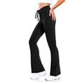 thumbnail image 4 of Timegard Pants for Women Drawstring Ruched High Waist Flare Leggings Casual Fitting Workout Yoga Pants, 4 of 9