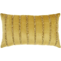 Mina Victory Sofia Beaded Stripes 12" x 21" Gold Indoor Throw Pillow