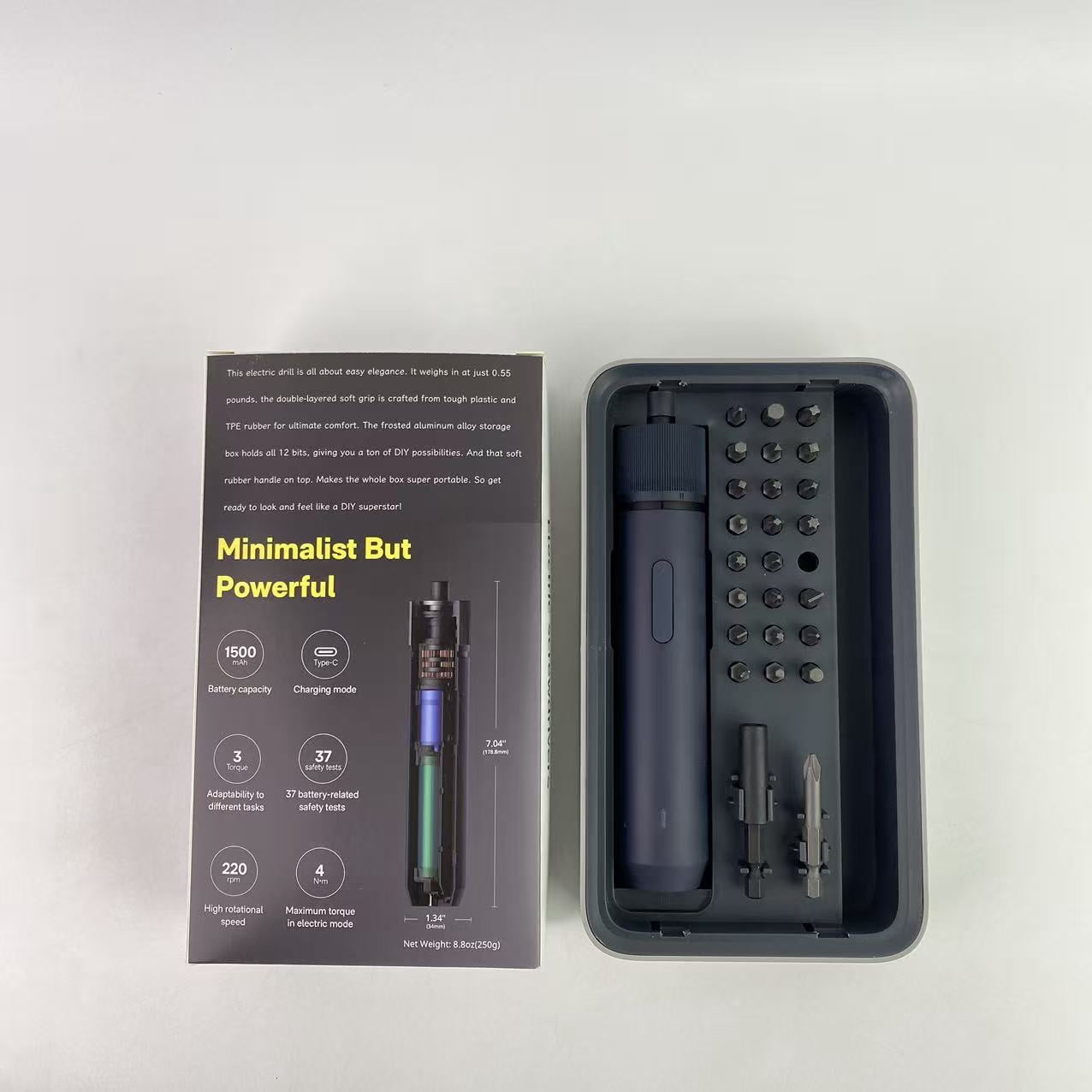 IRONSO Electric screwdrivers,Electric Screwdriver Kit, Upgraded Bit Set, 3.6V Cordless Screwdriver Rechargeable, Magnetic Case Lid, 3 Torque Settings, 1500mAh Battery, LED Light for Furniture