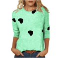 thumbnail image 2 of SDNall Mode Femmes T-shirt Imprimé Mi-Longueur Manches 3/4 Blouse Col Rond Hauts Décontractés, 2 of 9