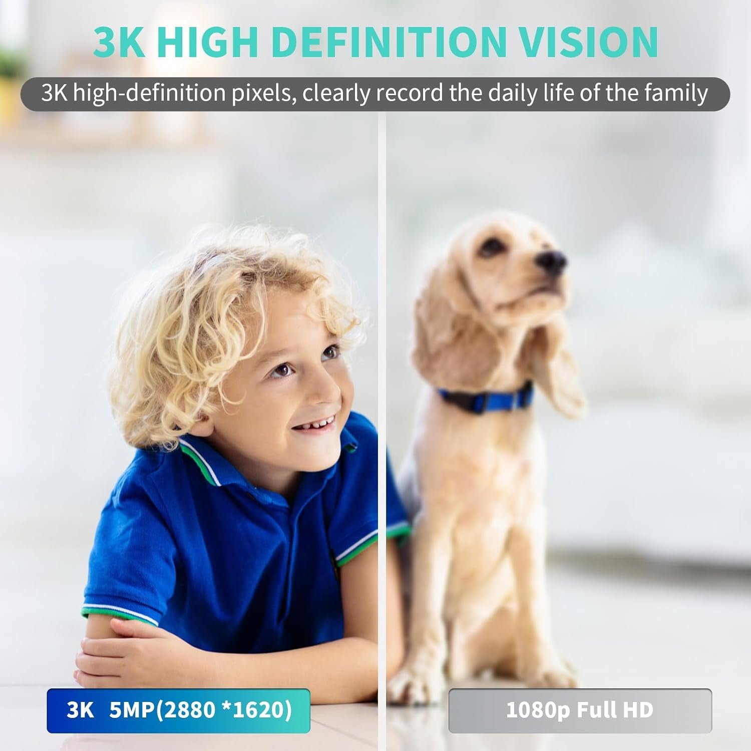 Indoor Camera, 3K HD Indoor Security Camera, 360° Pan/Tilt Pet Camera, 2-Way Audio, Siren, Night Vion, Baby/Pet Monitor with Phone App 2.4G and 5G WiFi, Compatible Alexa and Asstant