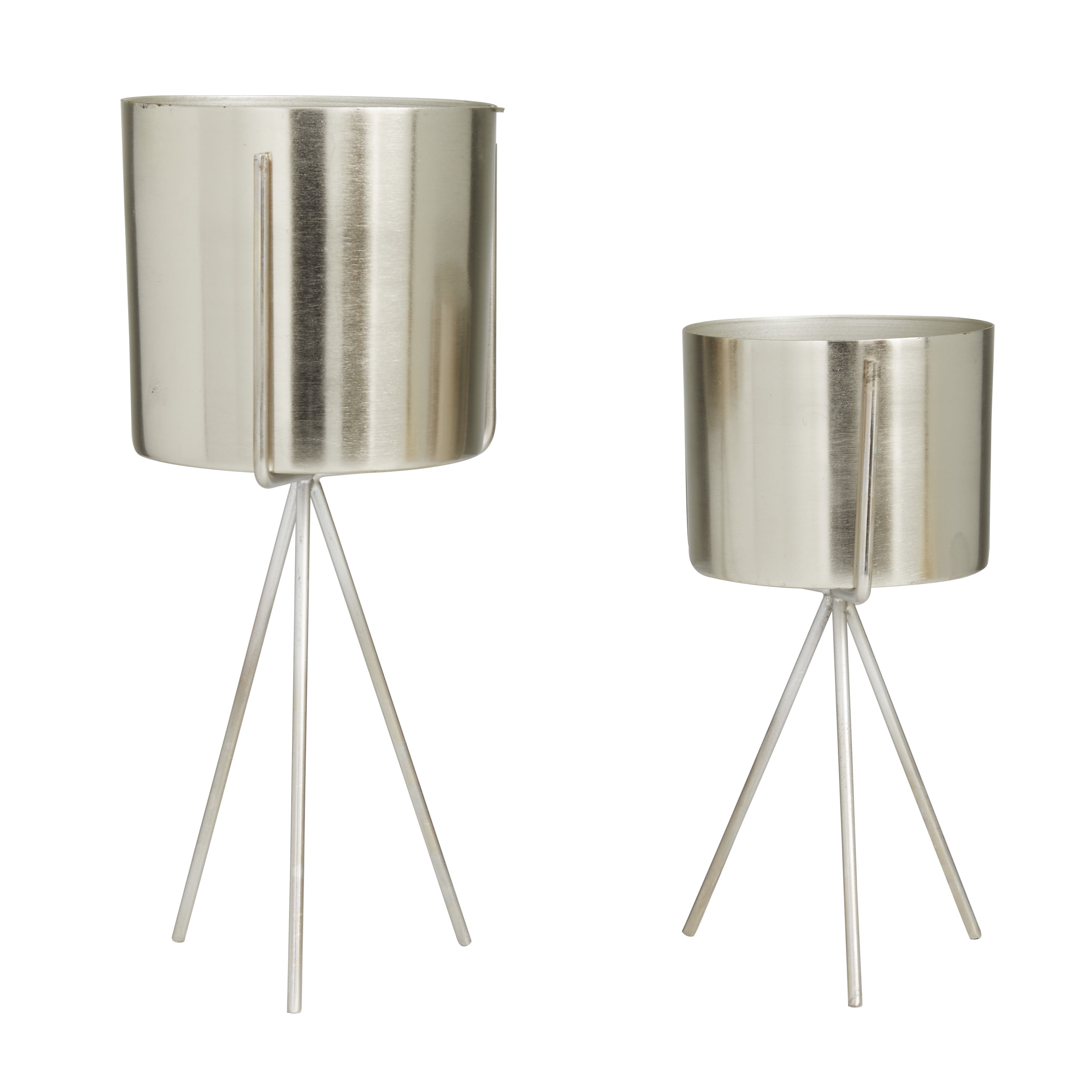 CosmoLiving by Cosmopolitan 5", 4"W Small Silver Metal Planter with Removable Stand (2 Count)