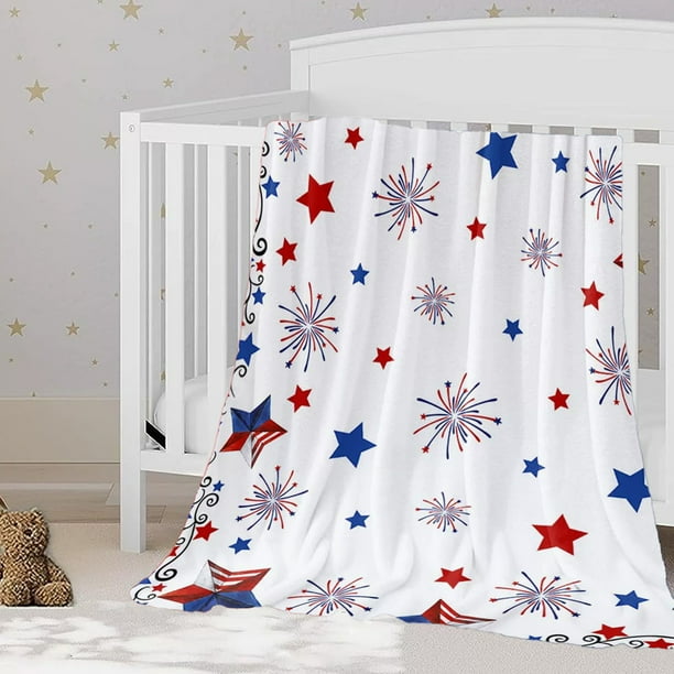 Independence Day Blanket Party Blanket Flannel Bed Blanket USA Flag Day Themed Sofa Throw Blanket