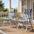 thumbnail image 2 of Aoodor High Back Patio Chair Cushions Set of 2, 47 x 21 x 2.4 Inch Outdoor Seat Cushions with Headrest for Dining Chairs, Rocking Chairs, Adirondack Chairs, Grey Stripe, 2 of 7