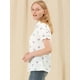 thumbnail image 4 of Allegra K Blusa de algodón con volantes en la parte superior y cuello vuelto para mujer blanco S, 4 of 6