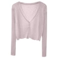 thumbnail image 3 of Cropped Cardigan Sweaters for Women 2025 Long Sleeve V Neck Button Open Front Knit Sweater Cardigan Bolero Tops, 3 of 5