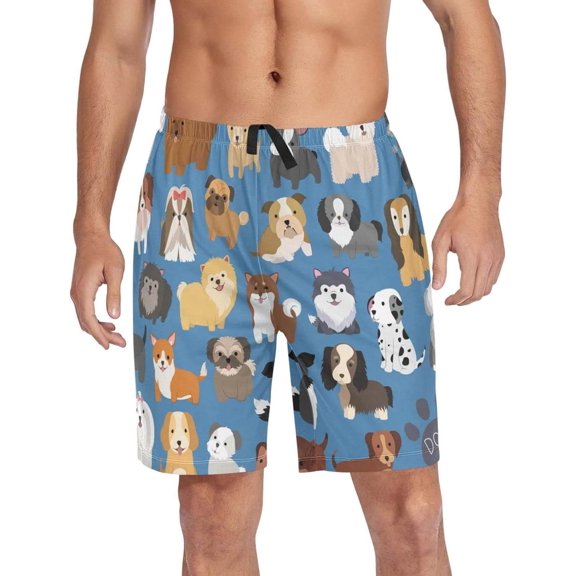 GZHJMY Dog Pajama Pants Short for Men, Lounge Pants Lightweight Men Pajama Bottoms with Drawstring Pockets, Christmas New Year Birthday Gifts, Medium