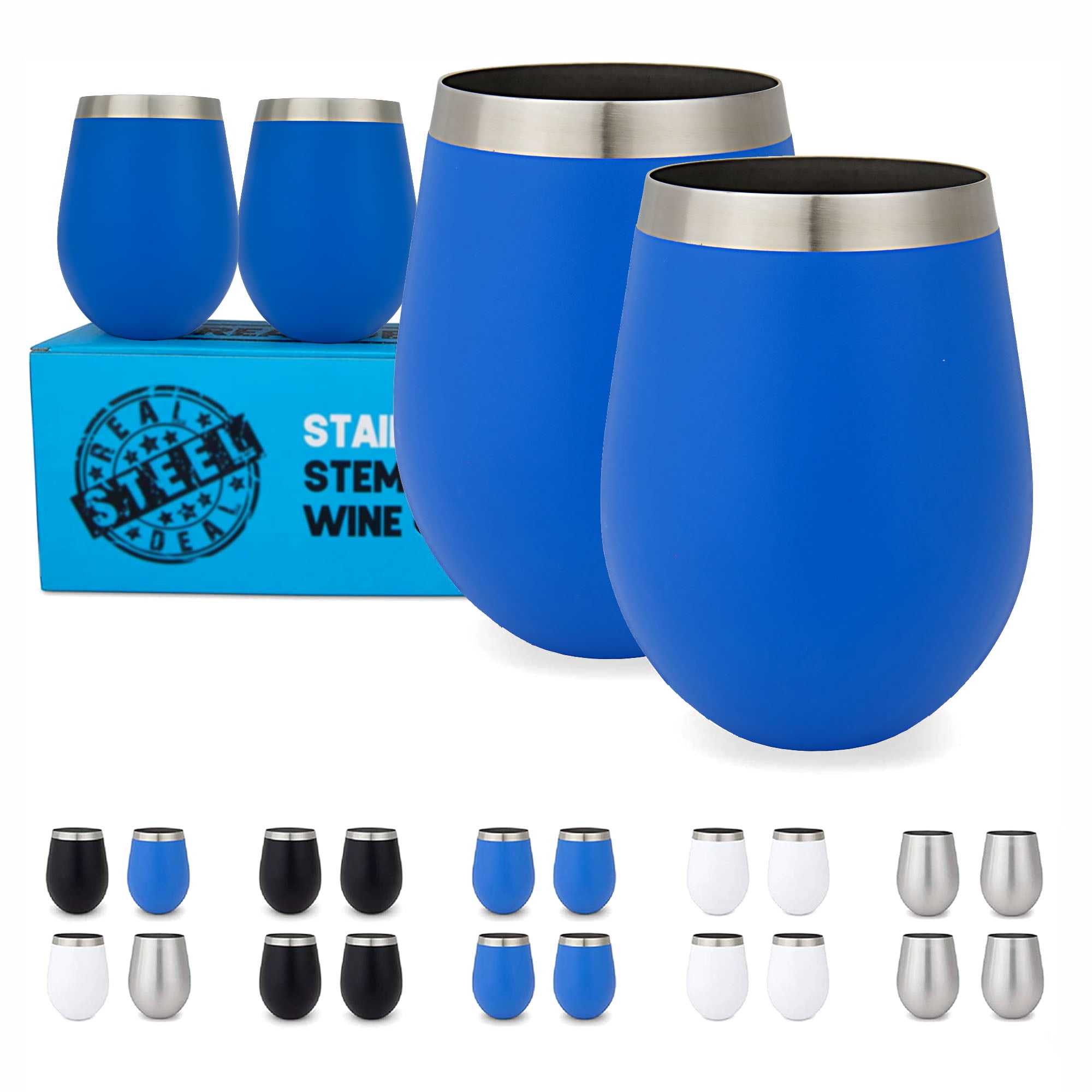 Stainless Steel Wine Glasses Stemless Tumblers Real Deal Steel