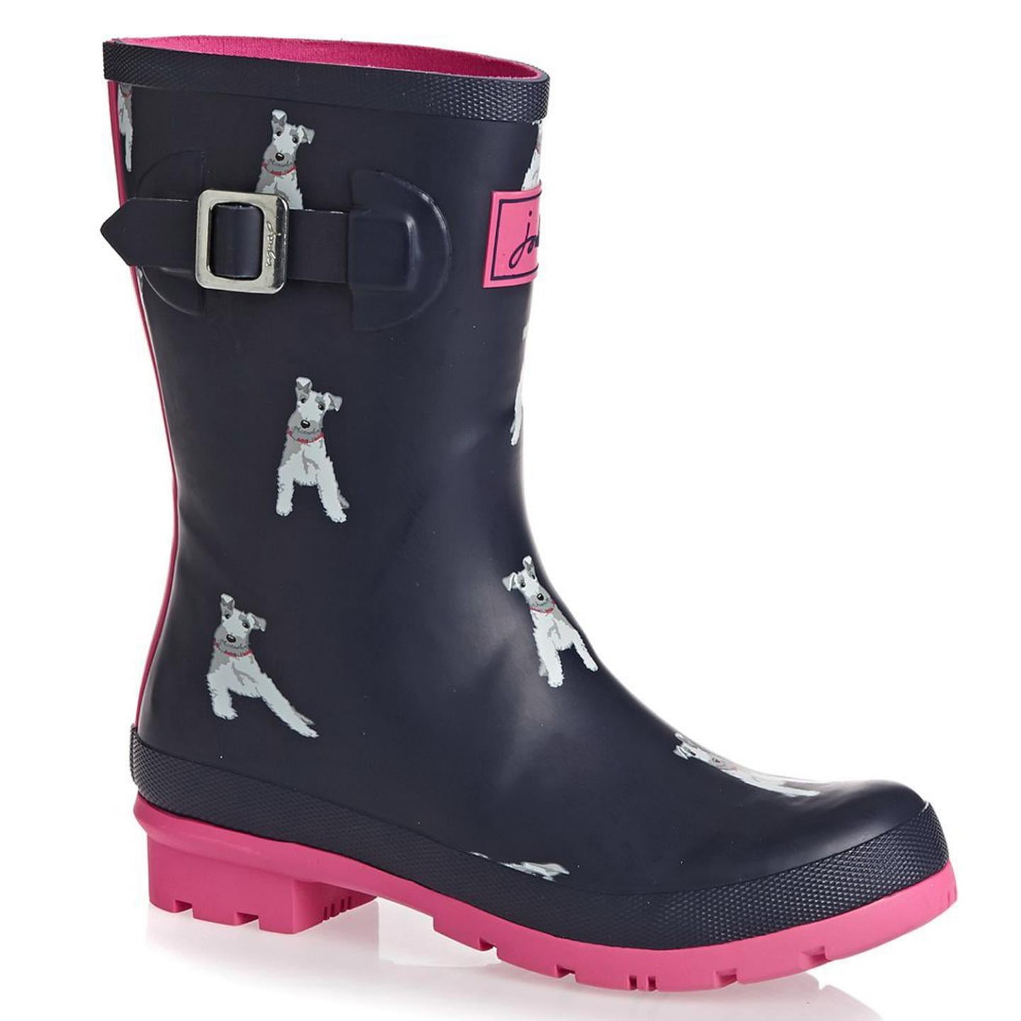 Joules JOULES MOLLY WELLY WOMEN'S MID RAIN BOOTS CHIP THE DOG US 5 EU