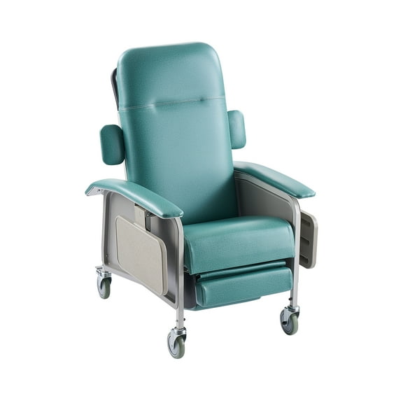 KFFKFF Adjustable Medical Recliner Chair with 4 Positions, Trendelenburg Design, Comfortable Padded Seat, 4 Wheels, and Dual Trays for Healthcare Facilities and Home Care