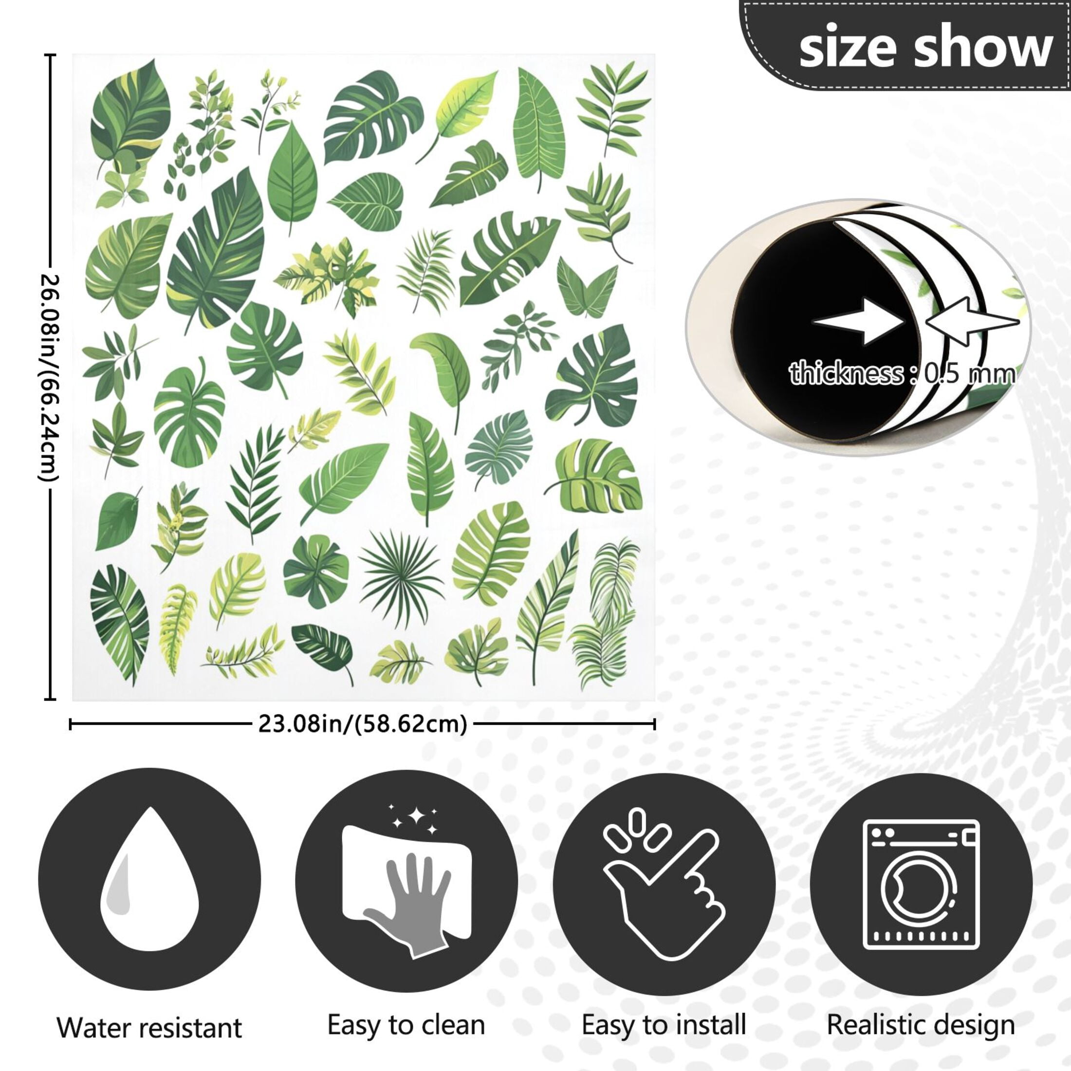 Dishwasher Magnetic Sticker 23x26 Inch Refrigerator Magnetic Sticker Washing Machine Magnetic Sticker Kitchen Panel Magnetic Sticker Home Decor Cartoon Tropical Leaf