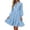 *Blue, variant on ClodeEU Women's V Neck Lantern Long Sleeve High Waist Ruffle Mini Shirt Dress,Casual Daily Swing Dress Black,Women's Plus L