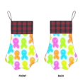 thumbnail image 4 of Dog Paw Decorative Socks 17x11.8in Top With A Strap Design For Easy Hanging For Festive Christmas Party Decorations Cancer Awareness Ribbon Pattern - Neon Vibrance, 4 of 8
