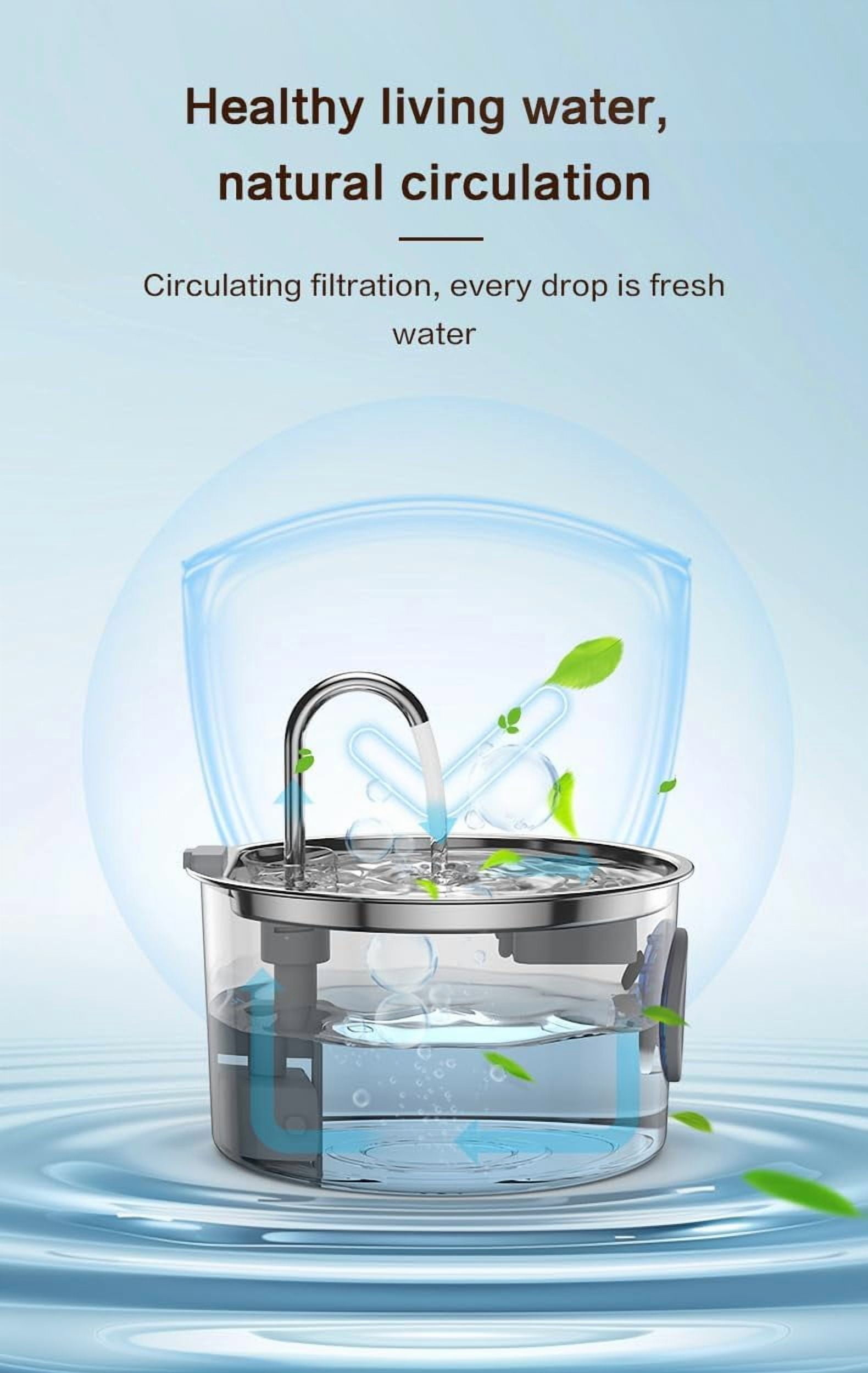 Water Fountain for Cats & Dogs, 2025 Upgraded Pawira Cat Fountain for Small Dogs, Large Capacity of 3.2l (108 Fl Oz), Natural Circulation Filtration
