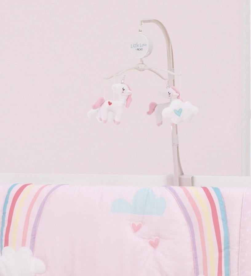 Little Love by NoJo Rainbow Unicorn Aqua Musical Mobile for Infant Nursery