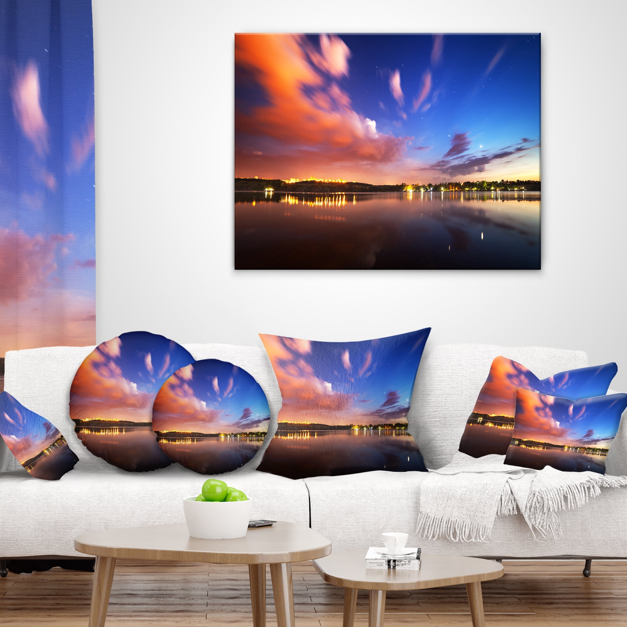 Designart Delighted Reflection in River - Landscape Photography Throw Pillow - 12x20