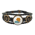 thumbnail image 1 of Hong Kong China huevo Puff Pulsera marina tejida en cuero, 1 of 4