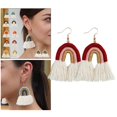 thumbnail image 5 of Pendientes de borla para mujer Pendientes colgantes de color naranja Pendientes de borla, 5 of 5