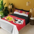 thumbnail image 2 of Ambesonne Emoji Fitted & Top Sheet Set with Sham, Germany Soccer Team Themed, Dark Coral Black White, 2 of 5
