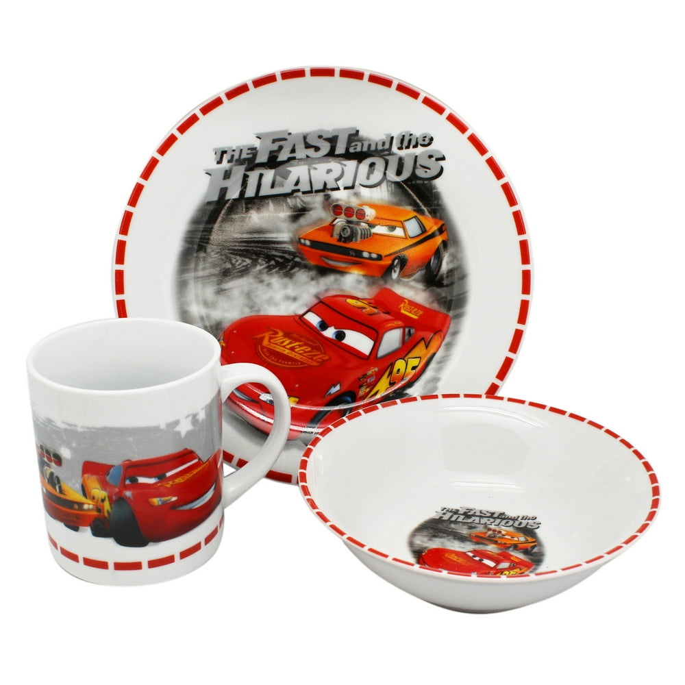 Disney Pixar's Cars Lightning McQueen Kids Dinnerware Set (3pc