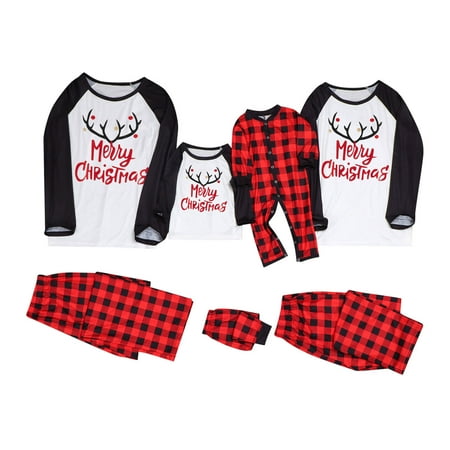 

Unbranded Printed Top+Printed Christmas Pajamas Man Dad Letter Family Clothes Pants Family Plaid Pajamas Set