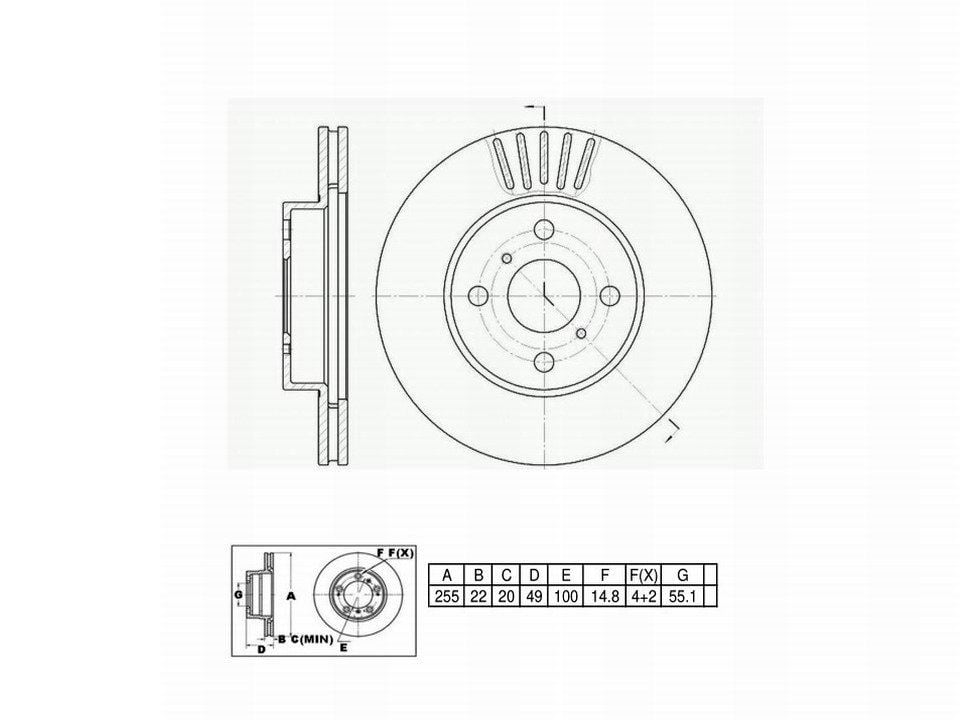 Winstop Brake Rotor, Front WS233565, Toyota Prius 2003-2001