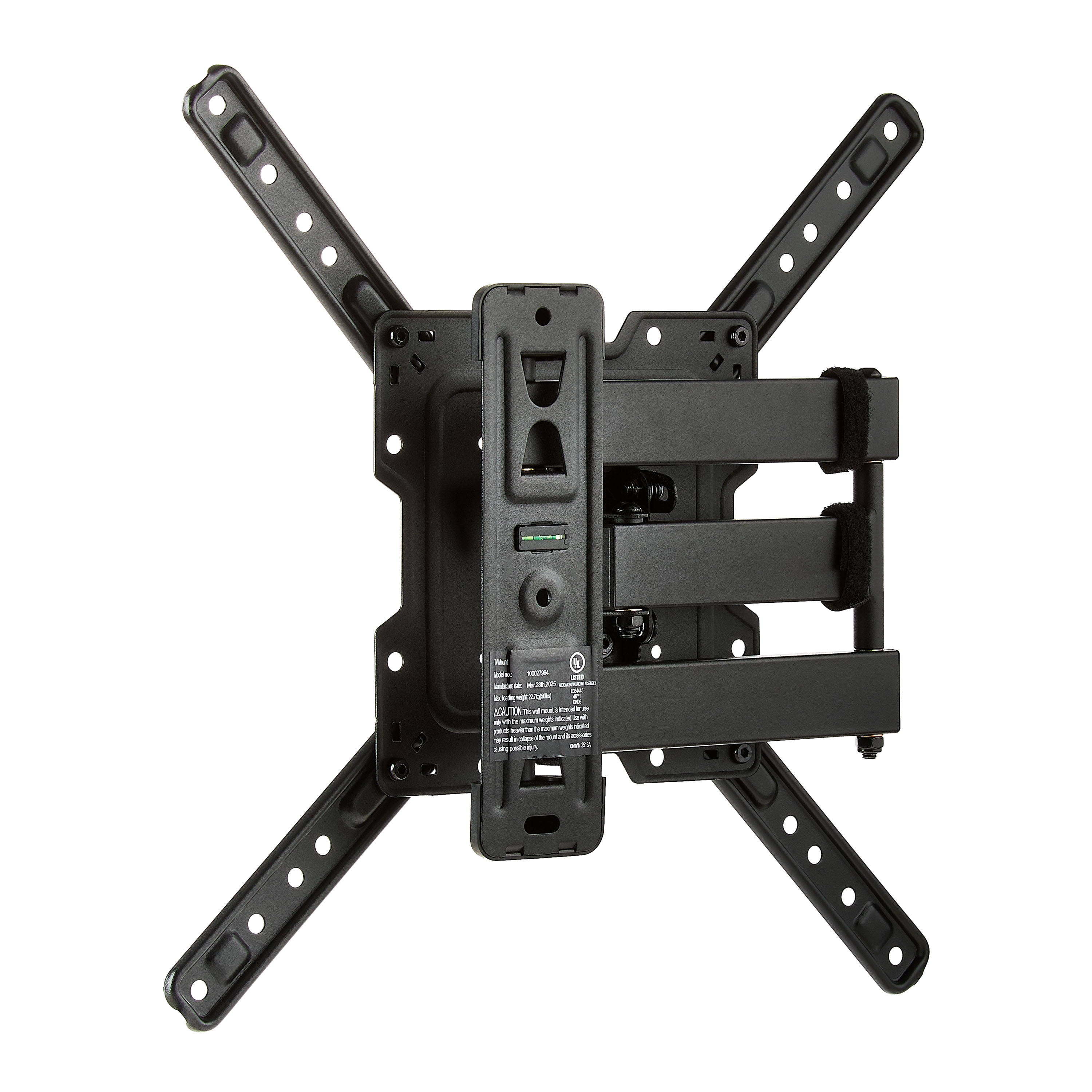 onn Full Motion TV Wall Mount for 19" to 50" TVs, UL Listed, swivel ±45°, up to +5/-15°Tilting