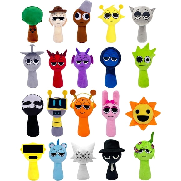 Sprunki - Peluches de Dibujos Anims Sprunki, Juguetes de Peluche para Fanáticos del Juego, Niños y Adultos (Colorido-20pcs)