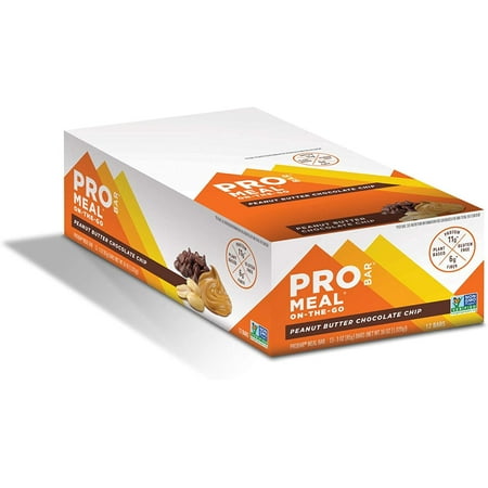 PROBAR - Meal Bar Peanut Butter Chocolate Chip Non-GMO Gluten-Free Healthy Plant-Based Whole Food Ingredients Natural Energy (12 Count)