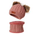 thumbnail image 1 of Conjunto de dos piezas de gorro y bufanda de invierno para niños, gorro de punto de doble bola para bebé, cálido y acolchado de terciopelo, 1 of 5