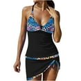 thumbnail image 1 of Sentuca Sexy Tankini Swimsuits with Skirt O-Ring String Ajustable Tankinis 2 Piece Swimwear Color Block Bathing Suits for Women Blue XL, 1 of 6