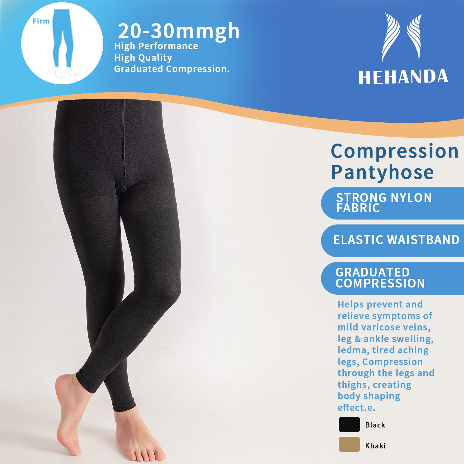 Ailaka Compression Pantyhose for Men Women Firm Graduated Support 20-30mmHg  Medical Compression Tights High Waist Compression Stockings for Varicose  Veins Edema Pregnant Flight X-Large (1 Pair) Black