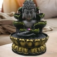 thumbnail image 4 of Fuente de de Buda para exteriores, luces LED para interiores, escritorio, , Feng Shui, paisaje de cascada, decoración decorativa de oro perfecl Fuente de la mesa de Buda, 4 of 8