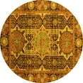 thumbnail image 1 of Ahgly Company Machine Washable Indoor Round Abstract Yellow Modern Area Rugs, 5' Round, 1 of 4