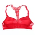 thumbnail image 3 of Wuffmeow Womens Sexy Front Closure Lace Racer Back Push Up Seamless Bra Racerback Bra, 3 of 6