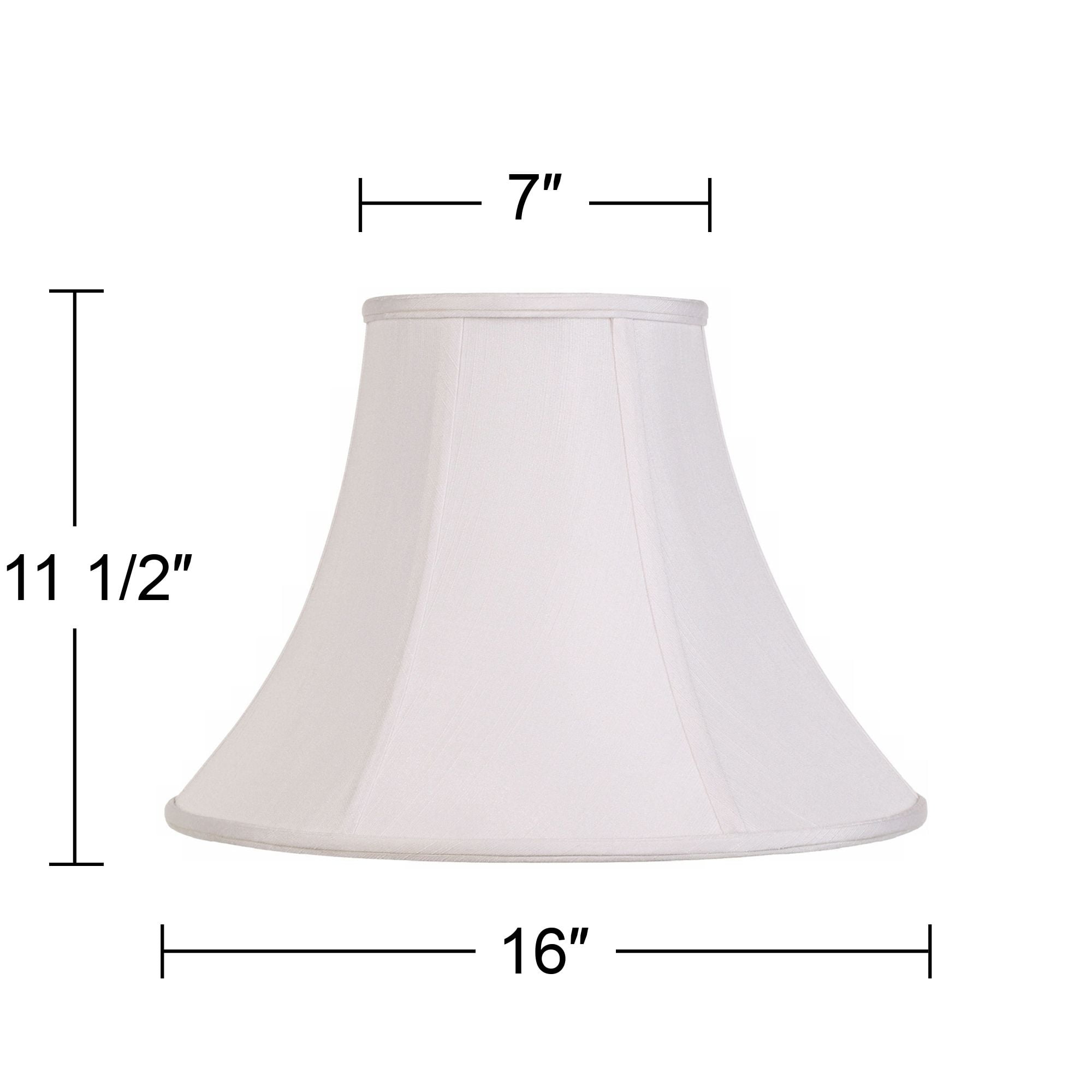 Imperial Shade White Medium Bell Lamp Shade 7" Top x 16" Bottom x 12" Slant x 11.5" High (Spider) Replacement with Harp and Finial