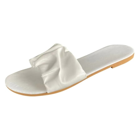 

Pgeraug womens slippers Women s Summer Slip-On Flat Beach Slippers Open Toe Breathable Sandals Shoes mens slippers White 37
