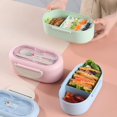 thumbnail image 2 of Bento Lunch Box, Bento Lunch Box for Kids Portable Lunch Container with Chopsticks and Spoons, Suitable for Microwave and Dishwasher, Food Storage,Yellow, 2 of 8