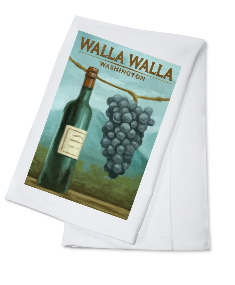 Walla Walla, Washington, Blue Grapes and Wine Bottle, Oil Painting (100